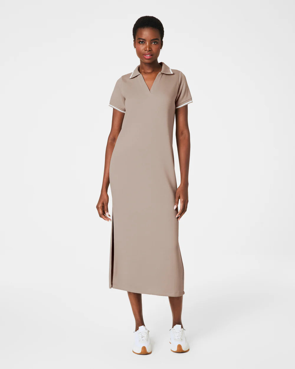 AirEssentials Pique Midi Dress - Ashwood - LAST ONE SIZE S