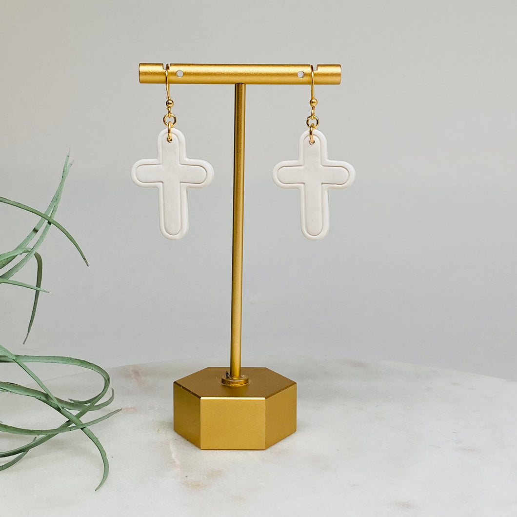 Cross Clay Earrings
