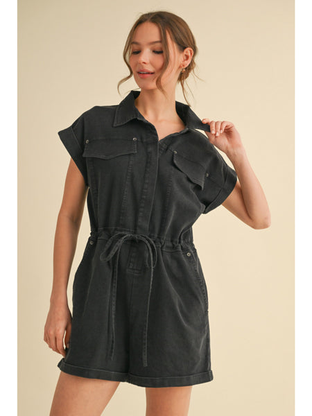 Austin Romper - Washed Black