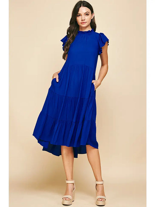 Tiered Midi Dress - Cobalt Blue