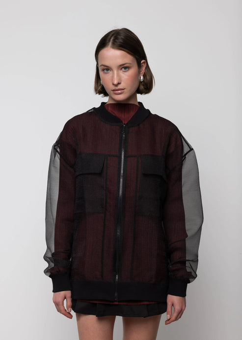 Oversized Organza Bomber