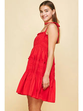 Tie-Strap Smocked Mini Dress - True Red