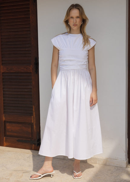 Poplin Ruched Dress