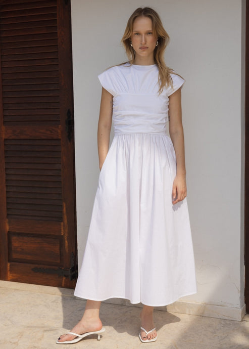 Poplin Ruched Dress
