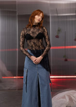Lace Asymmetric High Neck Top