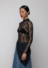 Lace Asymmetric High Neck Top