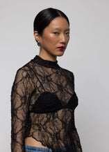 Lace Asymmetric High Neck Top