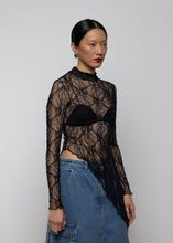 Lace Asymmetric High Neck Top