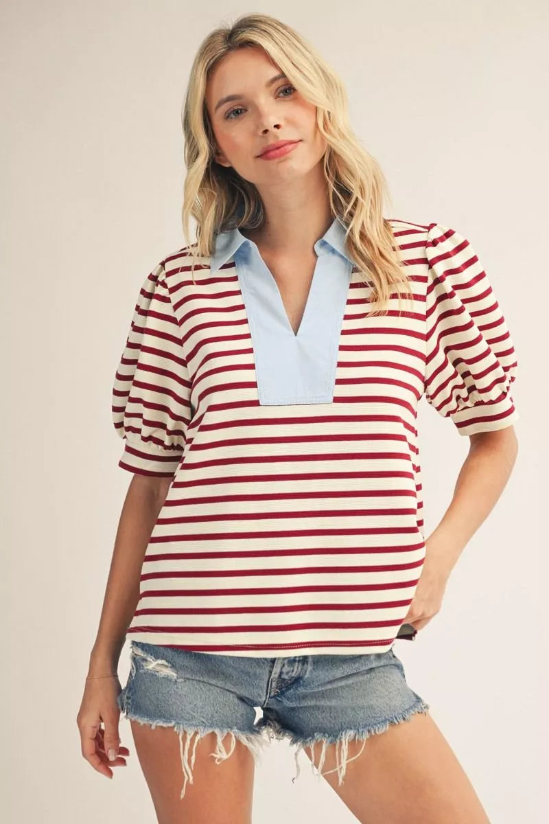 Barzy Top - Brick Stripe