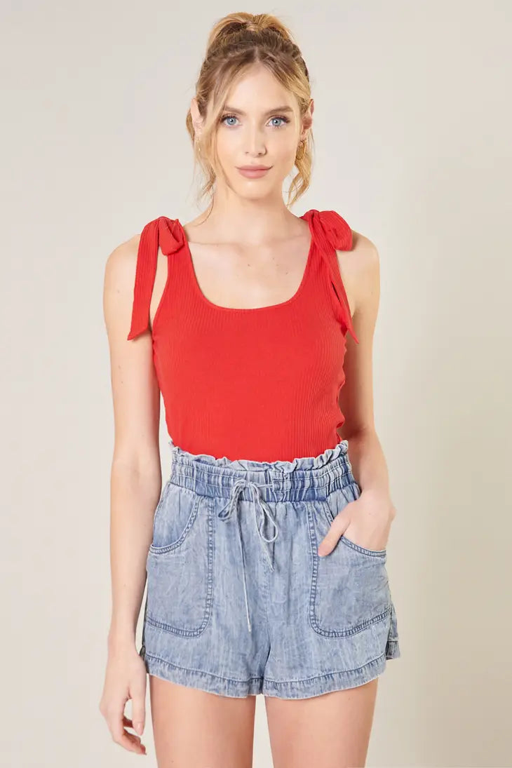 Ripley Ribbed Scoop Tank - Red