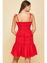 Tie-Strap Smocked Mini Dress - True Red