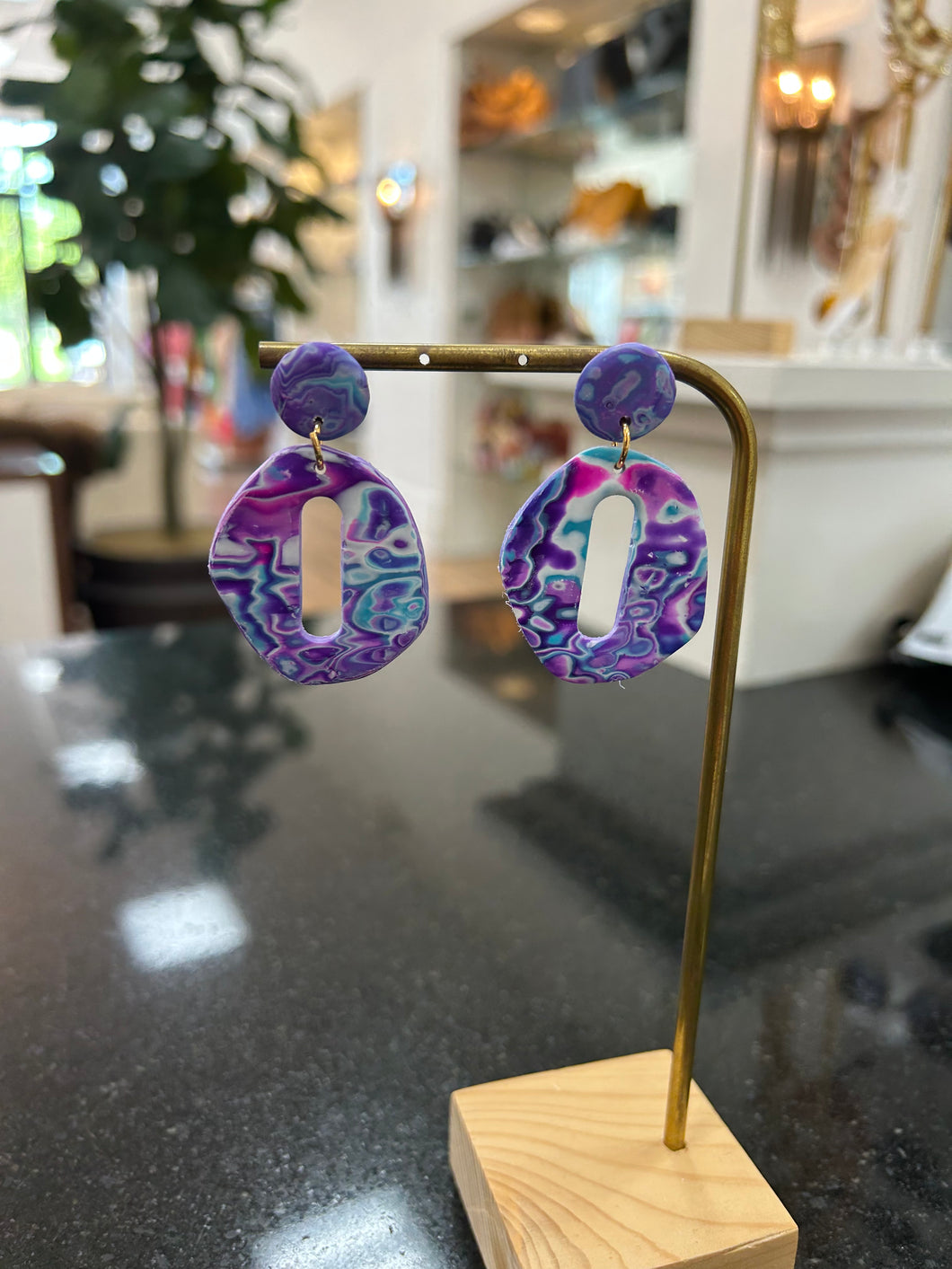 Octavia Earrings - Purple Swirl
