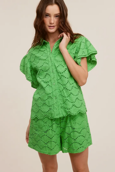 Butterfly Eyelet Set - Kelly Green