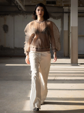 Pleated Organza Top - Stone