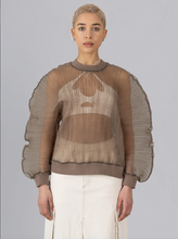 Pleated Organza Top - Stone