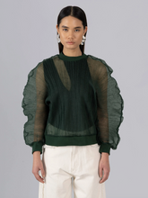 Pleated Organza Top - Evergreen