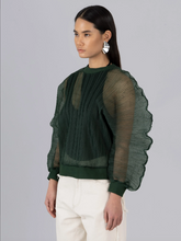 Pleated Organza Top - Evergreen