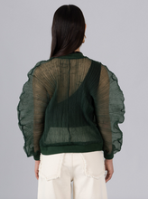 Pleated Organza Top - Evergreen