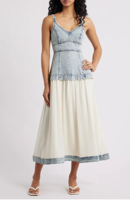 Mixed Media Denim Dress