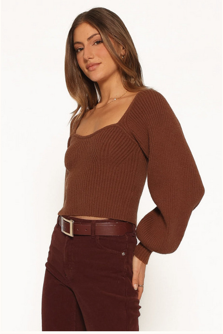 Gia Sweetheart Sweater - Chocolate