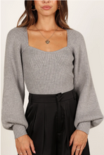 Gia Sweetheart Sweater - Charcoal
