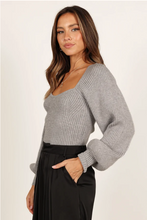 Gia Sweetheart Sweater - Charcoal