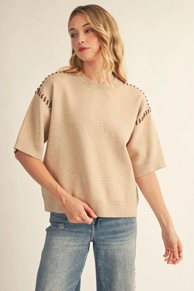 Big Stitch Top - Brown