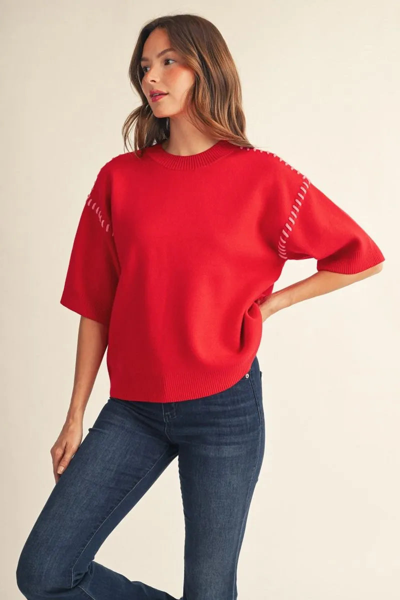 Big Stitch Top - Red