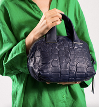 Malika Medium Satchel - Navy Croc