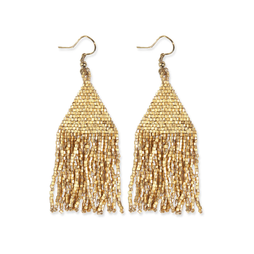 Luxe Petite Beaded Fringe Earrings - Gold