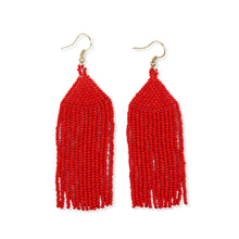 Beaded Fringe Earrings - Tomato Red