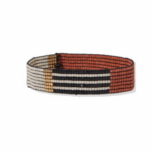 Color Block Striped Beaded Small Stretch Bracelet - Rust